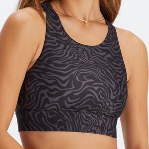 Fabletics No-Bounce High-Impact Sports Bra. Pewter Marbled Zebra Print. Size S